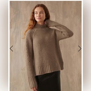 white + warren cashmere tape ribbed pullover small bark